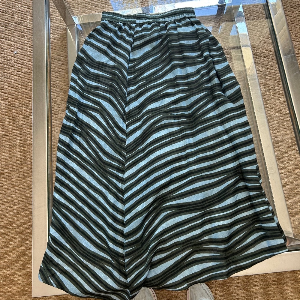 Christian Wijnants striped asymmetrical maxi skirt blue green black